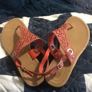 Ugg  sandals orange and so cute NWOT never worn